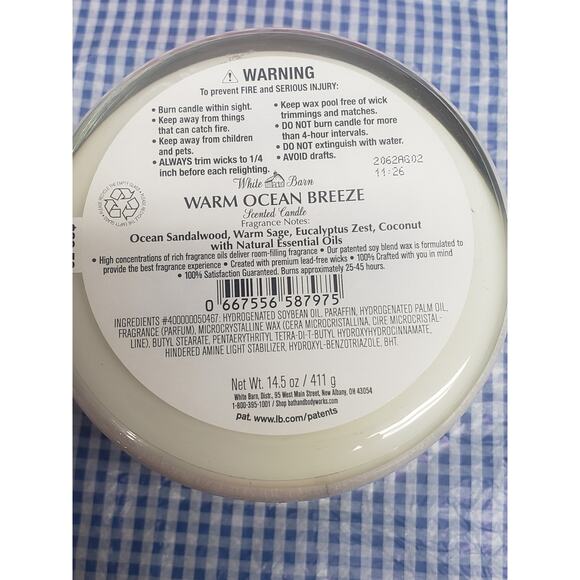 BBW Warm Ocean Breeze Large 3 Wick Candle Home Fragrance Decor - Picture 2 of 2